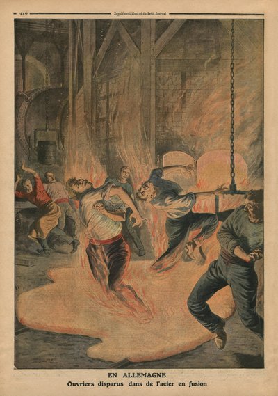 Workers Sinking in Molten Steel, Illustration from 